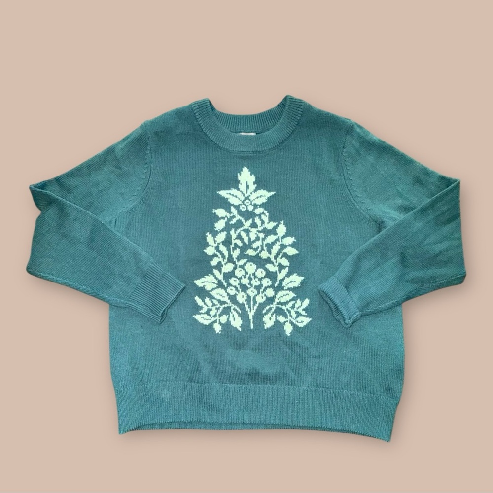 Style & Co Green Sweater PXL Petite Holiday Tree Knit‎ Crewneck Soft Cozy NWT